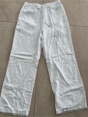 Women’s White Drawstring Linen Pants